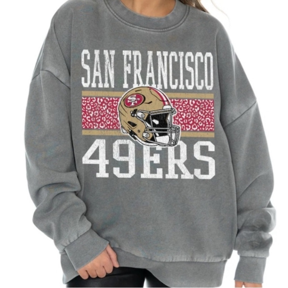 NWT NFL 49ers San Francisco Gameday Couture Gray Vintage Wash Oversized …